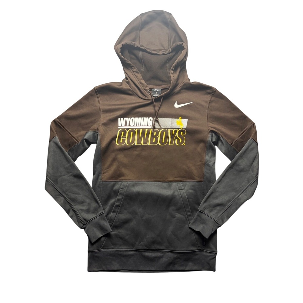 Nike Hoodie Mens S Brown Wyoming Cowboys On-Field Dri-FIT Pullover Sweatshirt